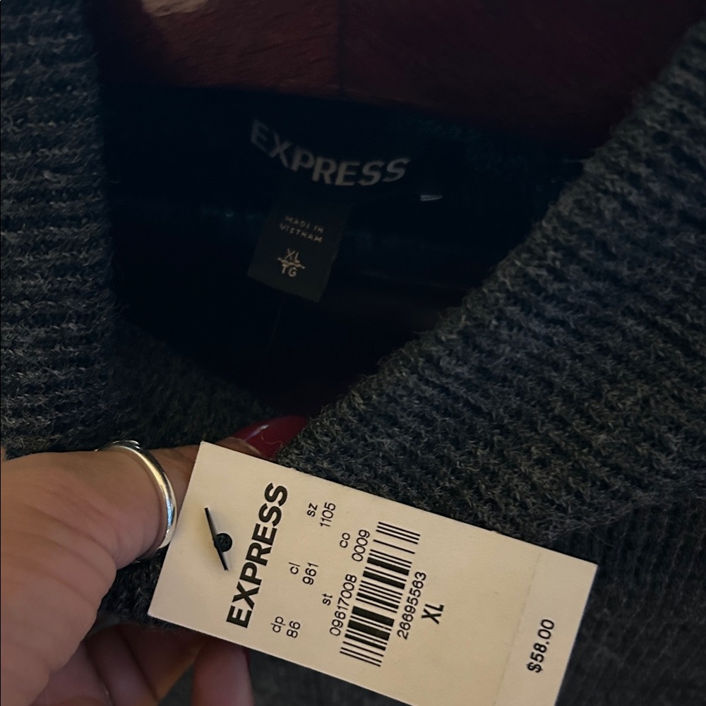 Express Dark Gray Cowl Neck Sweater NWT - Picture 2 of 5